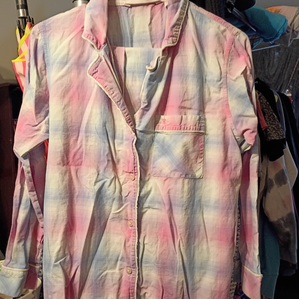 Victoria's Secret Pink and Blue Plaid Shirt